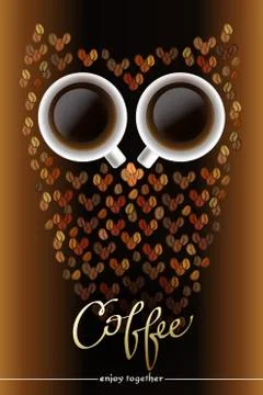 Owl shape made of coffee Stock Illustration