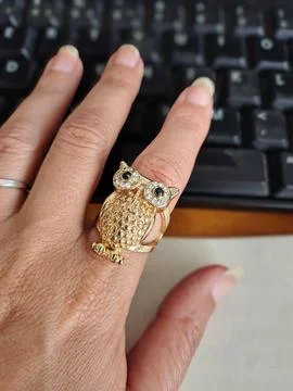 Owl-shaped ring Stock Photos