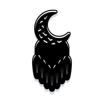 Owl silhouette with crescent moon concept design Stock Illustration