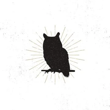 Owl silhouette shape isolated on white background. Black animal icon. Solid イラスト素材