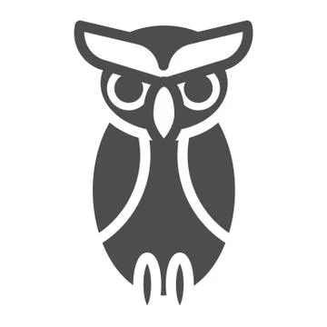 Owl solid icon. Bird web vector illustration isolated on white. Animal glyph Stockillustratie