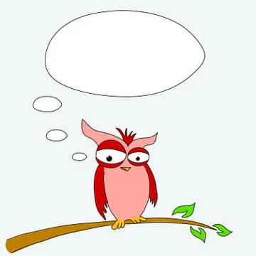 Owl with speech bubble Stock Illustration