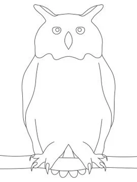 Owl stands drawing lines, vector, white background Stock Illustration