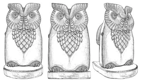 Owl Statue Figure Vector. 스톡 일러스트