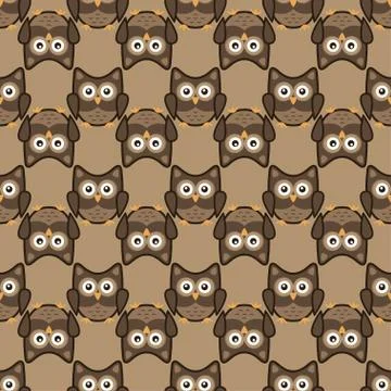 Owl stylized art seemless pattern nature colors Stock Illustration