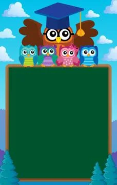 Owl teacher and owlets theme image Stock Illustration