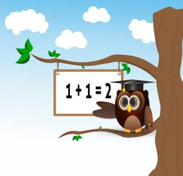 Owl teaching above the tree Stock Illustration