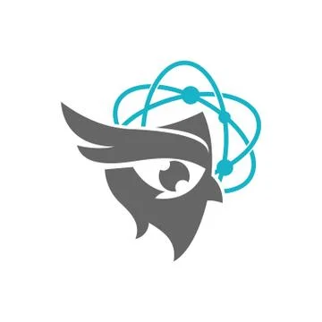 Owl Technology Logo Design Vector Template Isolated Stock-Illustration