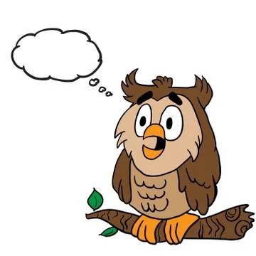 Owl with thought bubble Stock Illustration