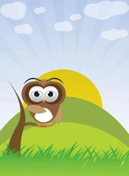 Owl on the three Stock Illustration