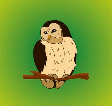 Owl on a tree branch Stock Illustration