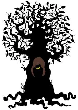 Owl in a tree hollow Stock Illustration