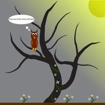 Owl in a tree Stockillustratie