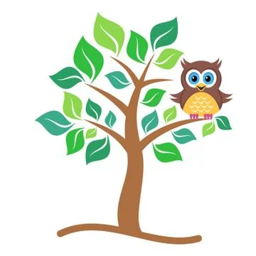 Owl on tree Illustration
