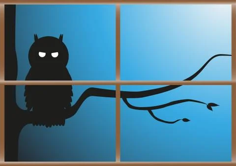 Owl On Tree With Leaves Stock-Illustration