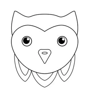 Owl - vector cartoon linear picture for coloring. Owl head - cute picture, smile Stock Illustration