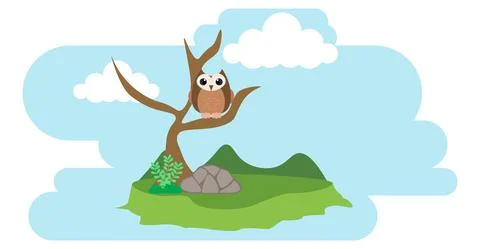 Owl Vector Cute Animals in Cartoon Style, Wild Animal, Designs for Baby cloth 스톡 일러스트