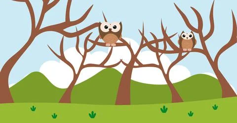 Owl Vector Cute Animals in Cartoon Style, Wild Animal, Designs for Baby cloth Illustrazione stock