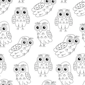 Owl vector seamless pattern. Stock Illustration