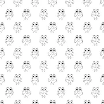 Owl vector seamless pattern. Illustrazione stock