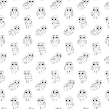 Owl vector seamless pattern. Stock Illustration