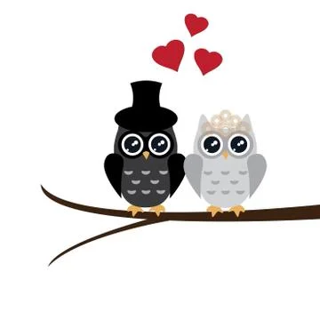 Owl Wedding Stock Illustration