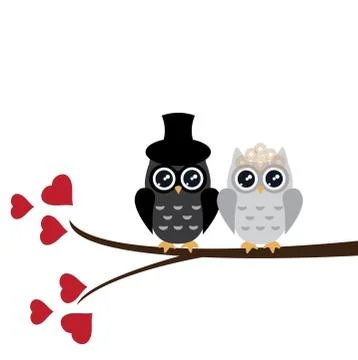 Owl Wedding Stock Illustration