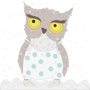 Owl in winter Stock Illustration