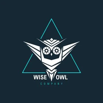 Owl Wisdom Wise Geometric Triangle Logo Symbol vector Stock Illustration
