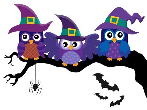 Owl witches theme image Stock Illustration
