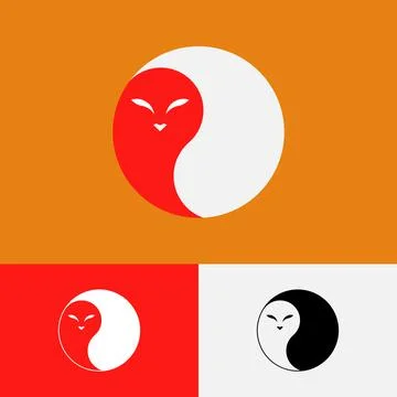 Owl ying yang logo vector 스톡 일러스트
