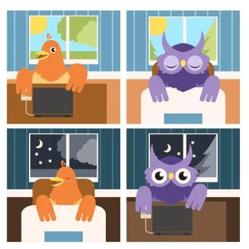 Owls and larks Stock Illustration
