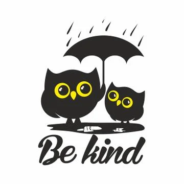 Owls. Be kind. Stock Illustration