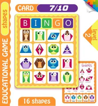 Owls  Bingo level shapes 7 Stock Illustration