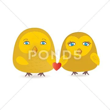 Owls couple in love. Stock Illustration