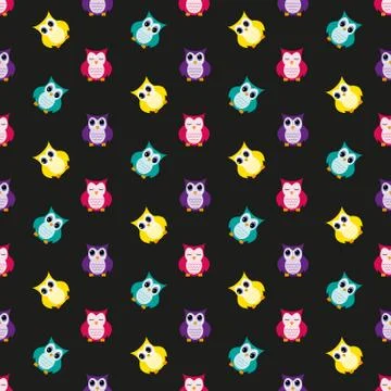 Owls cute pattern. Stock Illustration