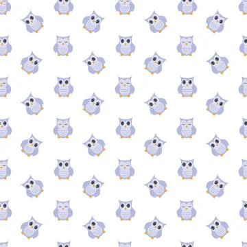 Owls cute pattern. Stock Illustration