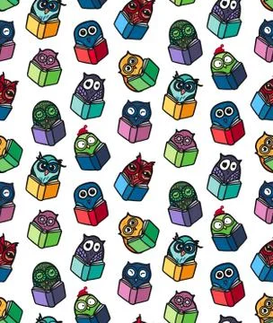 Owls hand drawn pattern Stock Illustration