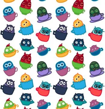Owls hand drawn set Stock Illustration