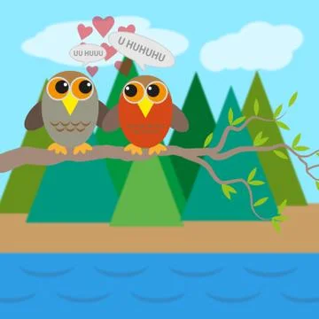 Owls in love Stock Illustration