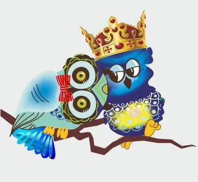 Owls in love Stock Illustration