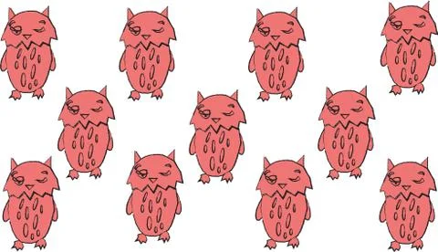 Owls set pattern sweet bird trend arrival Stock Illustration