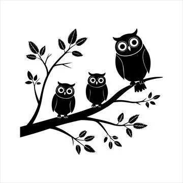 Owls Silhouette Stock Illustration