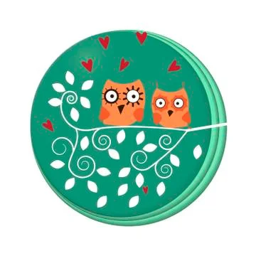 Owls on tree Stock Illustration