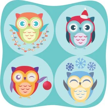 Owls vector set Illustrazione stock