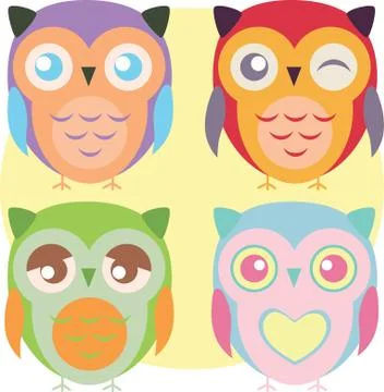 Owls vector set Illustrazione stock