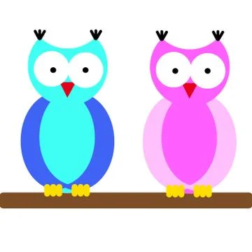 Owls on white background Stock Illustration