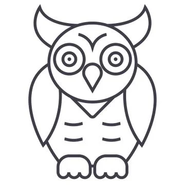 Owl,wisdom vector line icon, sign, illustration on background, editable strokes 스톡 일러스트