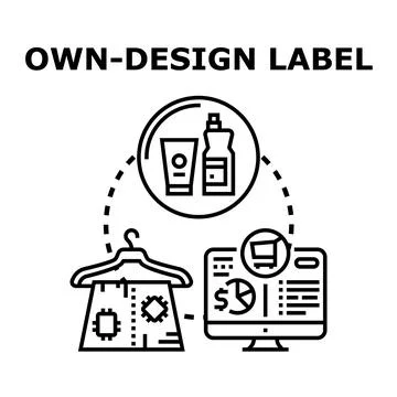 Own design label product creation process Stock Illustration