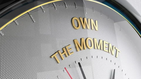 Own the moment text. Clock. Stock-Footage 318310651